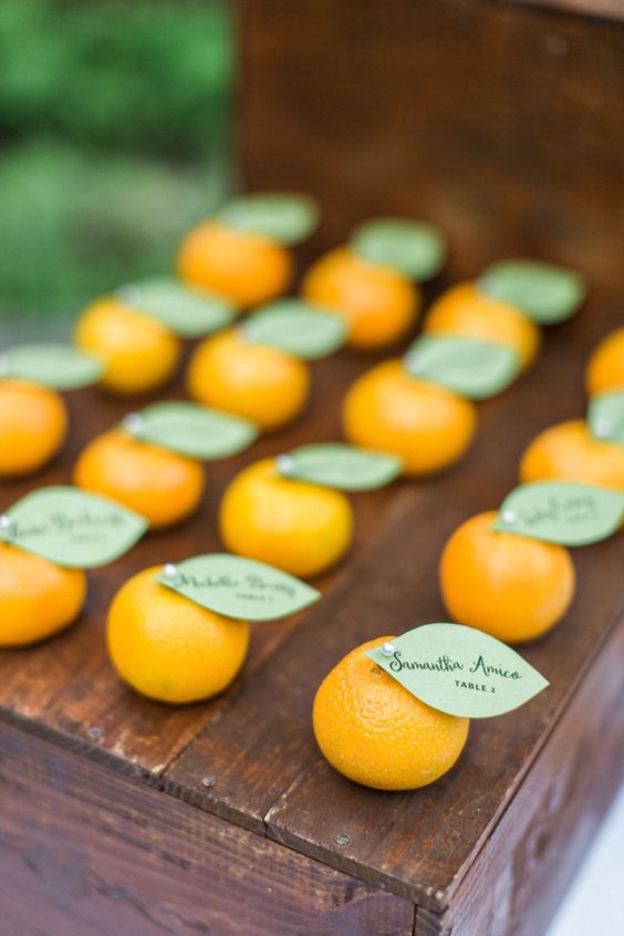 sweet little clementine escort cards