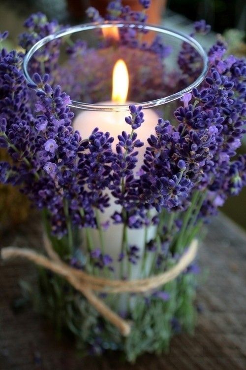 Lavender and Twine Wrapped Candles | 37 Things To DIY Instead Of Buy For Your Wedding